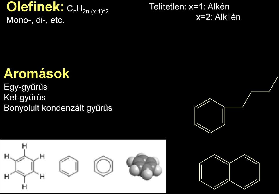 Telítetlen: x=1: Alkén x=2: Alkilén