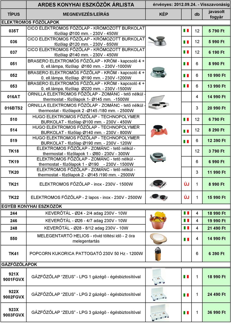 - 230V - 450W 051 052 053 016AT 016BTS2 510 514 519 TK18 TK19 TK20 BRASERO ELEKTROMÓS FŐZŐLAP - KRÓM - kapcsoló 4 + 0, ell.lámpa, főzőlap Ø160 mm.