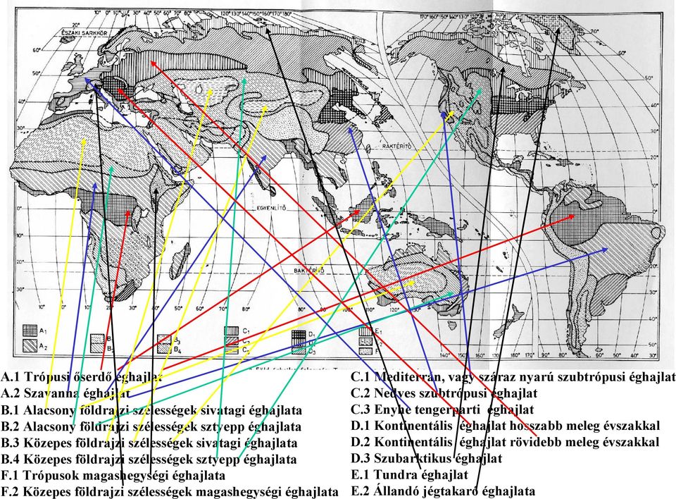 2 Közepes földrajzi szélességek magashegységi éghajlata C.1 Mediterrán, vagy száraz nyarú szubtrópusi éghajlat C.2 Nedves szubtrópusi éghajlat C.