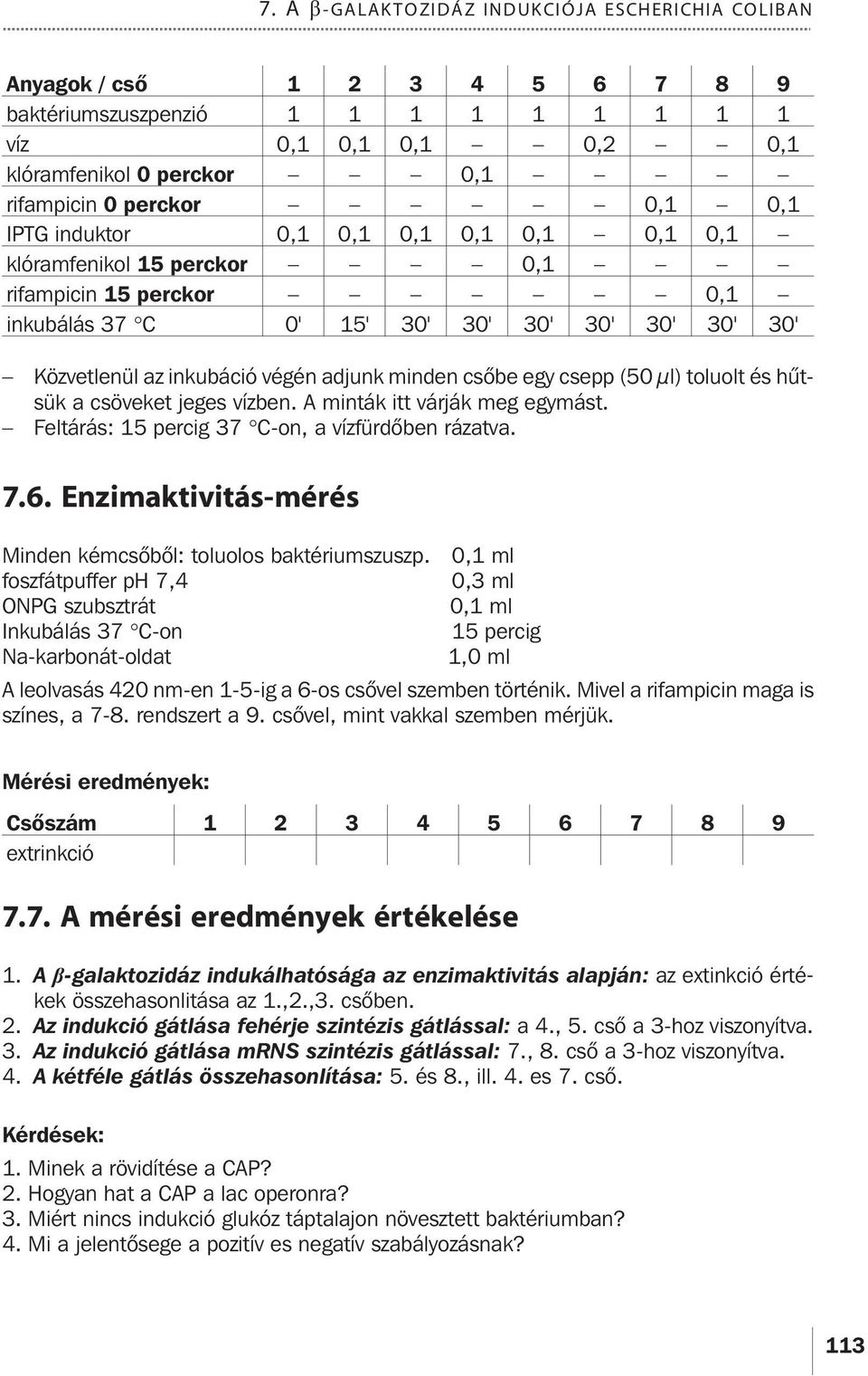 csõbe egy csepp (50 µl) toluolt és hûtsük a csöveket jeges vízben. A minták itt várják meg egymást. Feltárás: 15 percig 37 C-on, a vízfürdõben rázatva. 7.6.