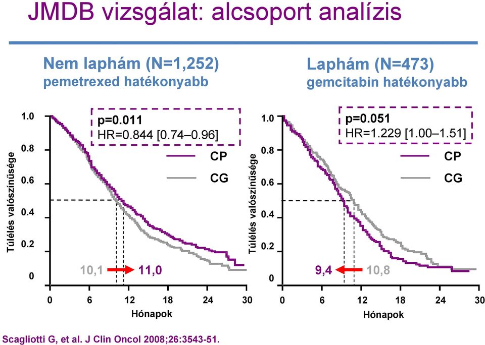 96] CP CG Túlélés valószínűsége 1.0 0.8 0.6 0.4 0.2 p=0.051 HR=1.229 [1.00 1.