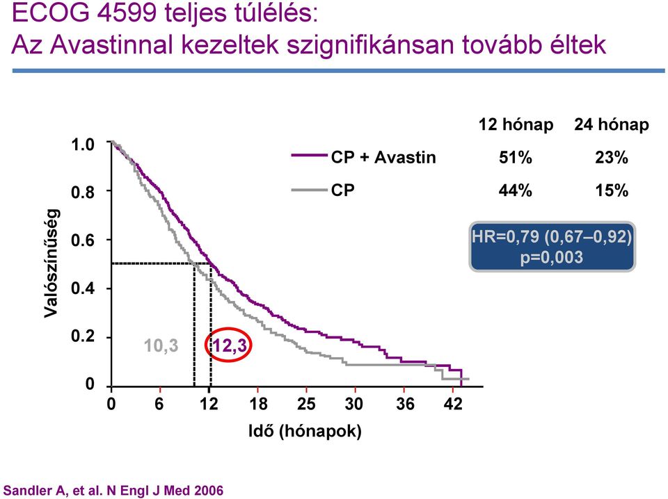 2 10,3 12,3 12 hónap 24 hónap CP + Avastin 51% 23% CP 44% 15% HR=0,79 (0,67