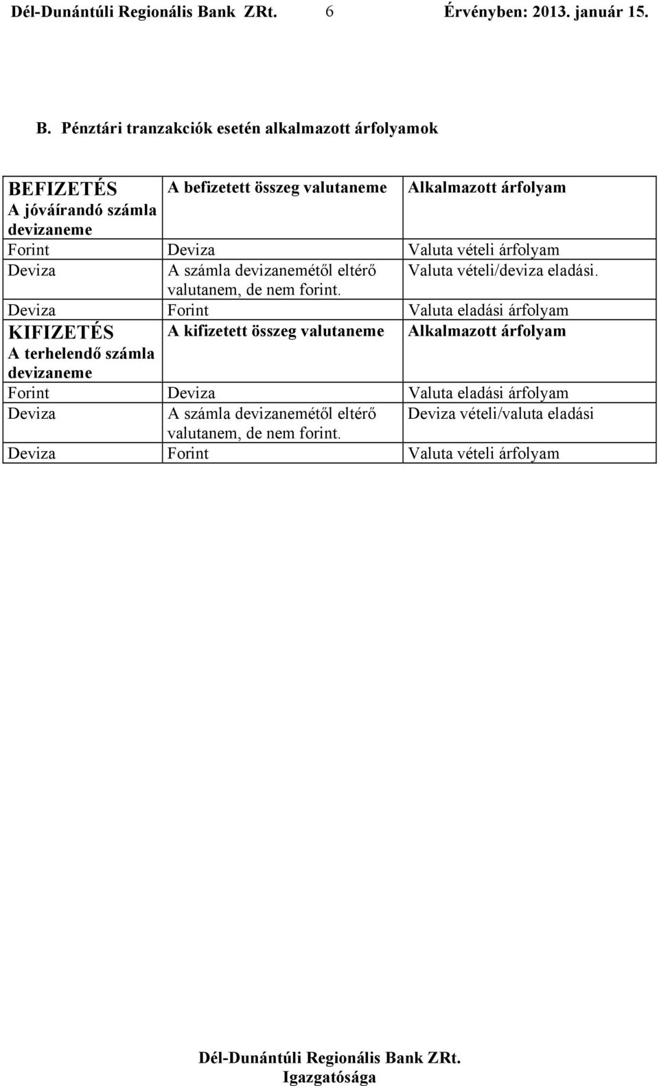Deviza Forint Valuta eladási árfolyam KIFIZETÉS A kifizetett összeg valutaneme Alkalmazott árfolyam A terhelendő számla devizaneme Forint