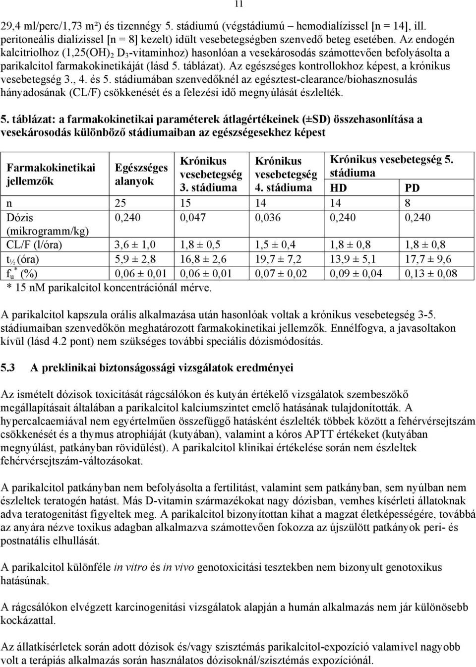 Az egészséges kontrollokhoz képest, a krónikus vesebetegség 3., 4. és 5.