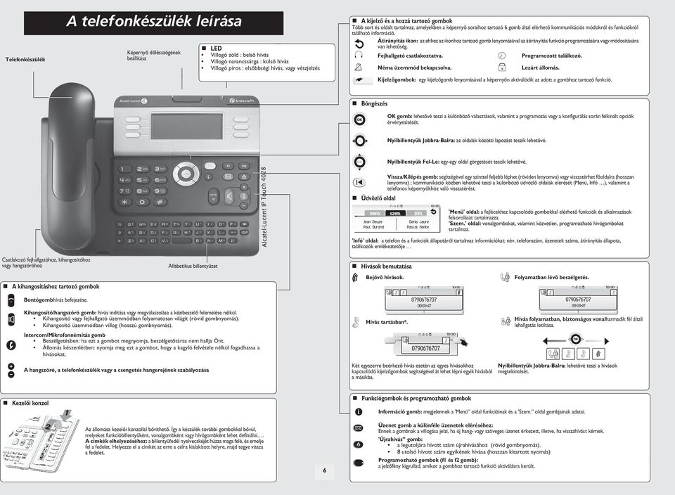 Átirányítás ikon: az ehhez az ikonhoz tartozó gomb lenyomásával az átirányítás funkció programozására módosítására van lehetõség. Fejhallgató csatlakoztatva. Programozott találkozó.