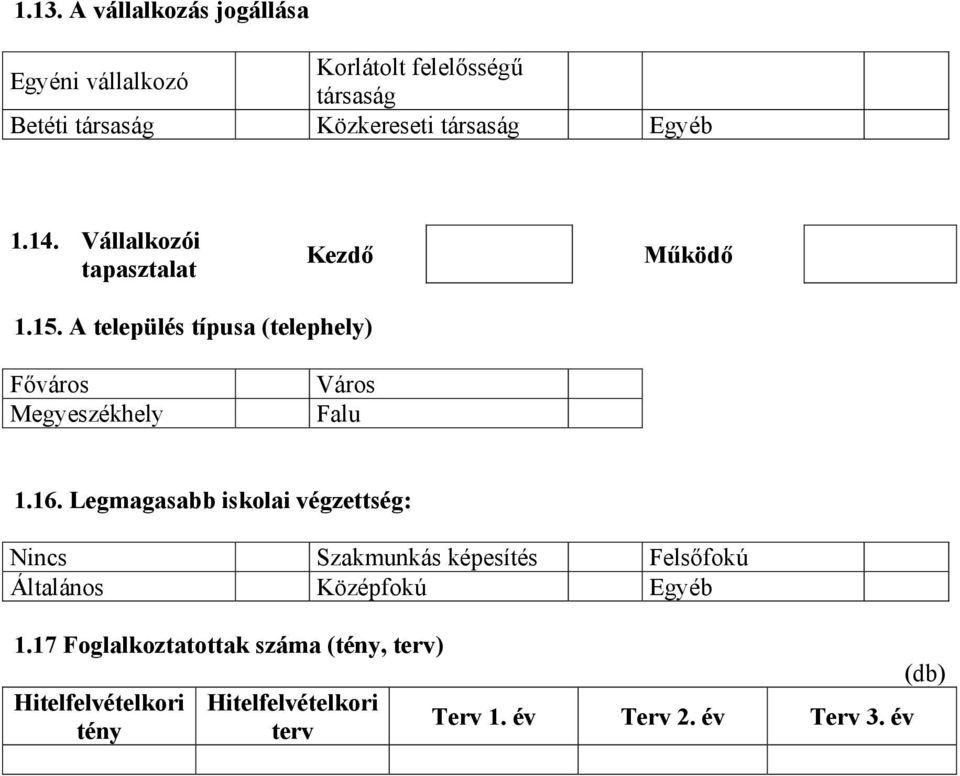 A település típusa (telephely) Főváros Megyeszékhely Város Falu 1.16.