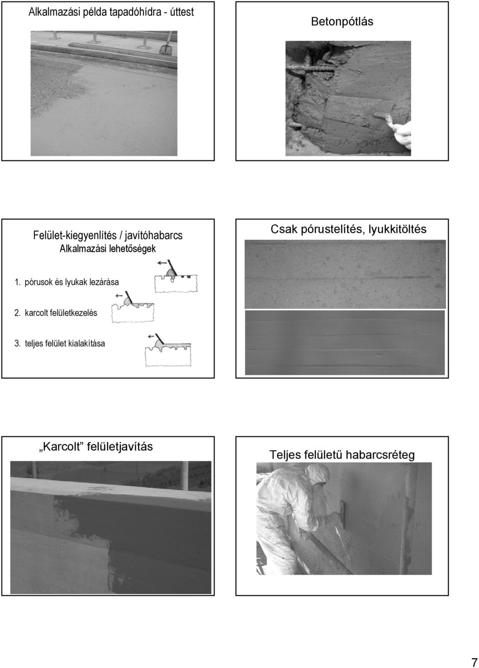 pórustelítés, lyukkitöltés 1. pórusok és lyukak lezárása 2.