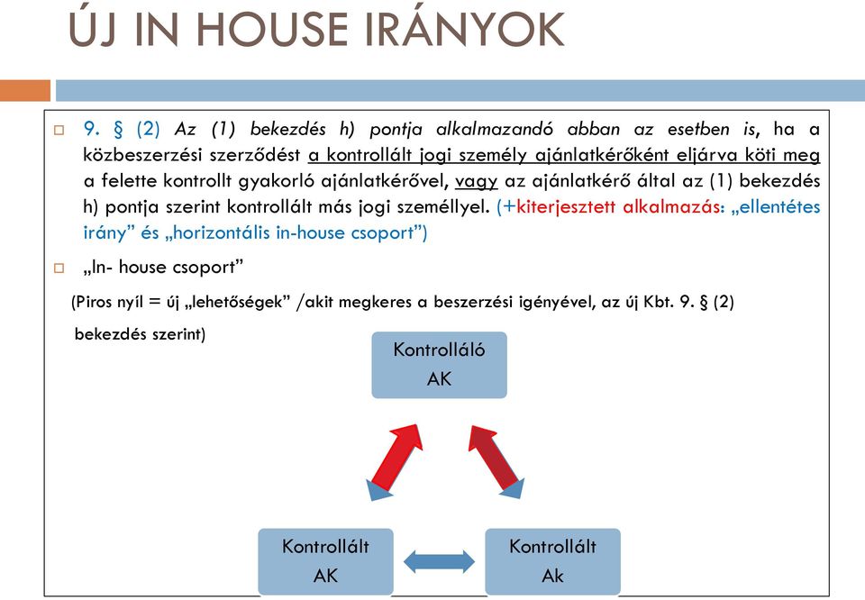 eljárva köti meg a felette kontrollt gyakorló ajánlatkérővel, vagy az ajánlatkérő által az (1) bekezdés h) pontja szerint kontrollált más