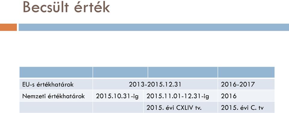 31 2016-2017 Nemzeti értékhatárok 2015.