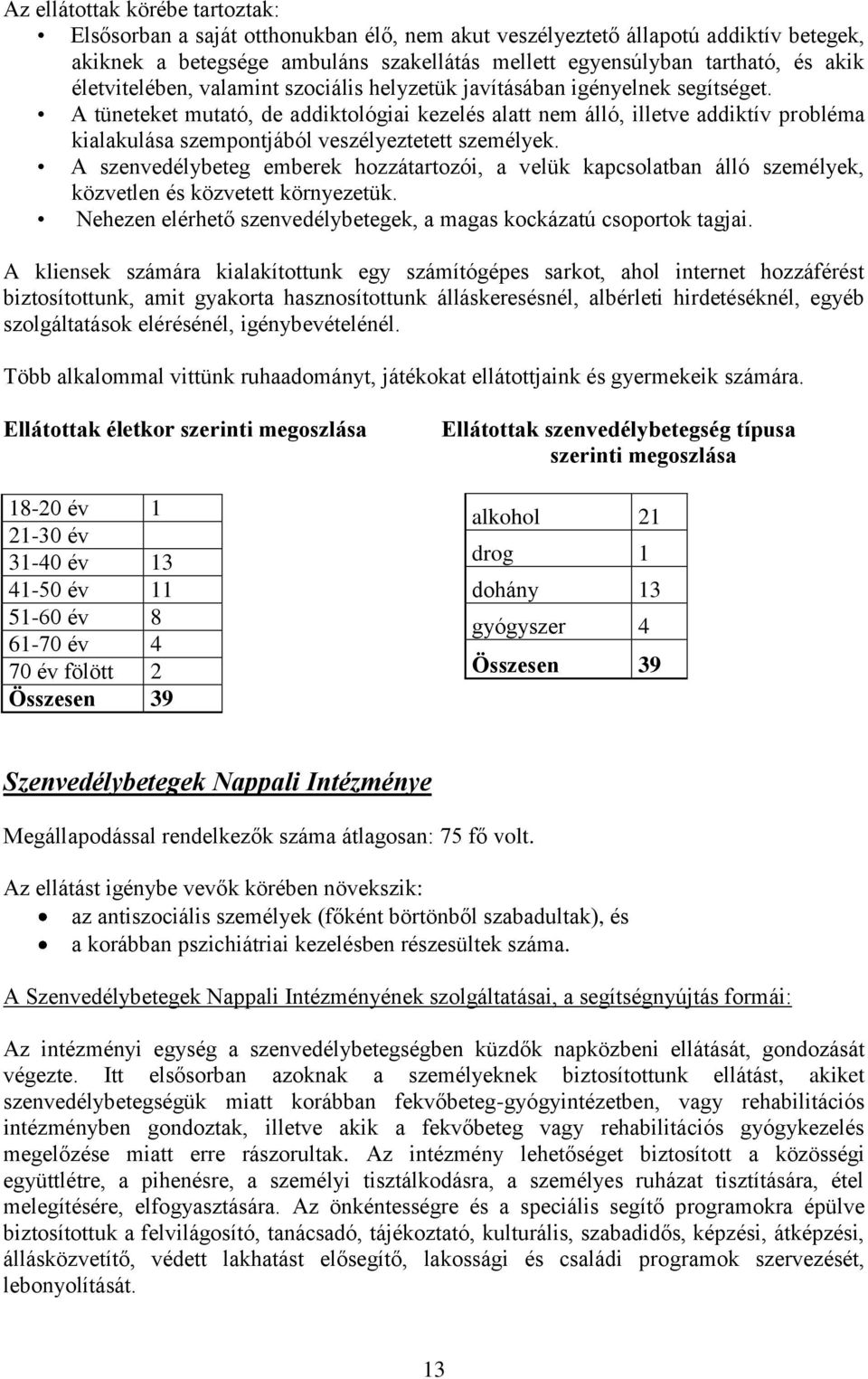 A tüneteket mutató, de addiktológiai kezelés alatt nem álló, illetve addiktív probléma kialakulása szempontjából veszélyeztetett személyek.