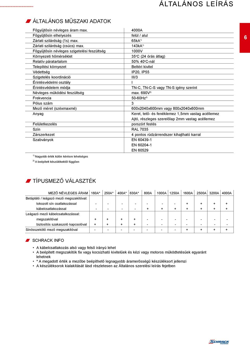 Szigetelés koordináció III/3 Érintésvédelmi osztály I Érintésvédelem módja TN-C, TN-C-S vagy TN-S igény szerint Névleges mûködési feszültség max.