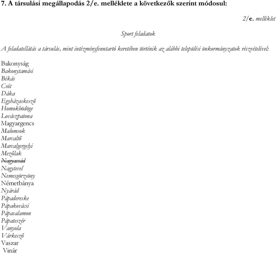 önkormányzatok részvételével: Bakonyság Bakonytamási Békás Csót Dáka Egyházaskesző Homokbödöge Lovászpatona Magyargencs