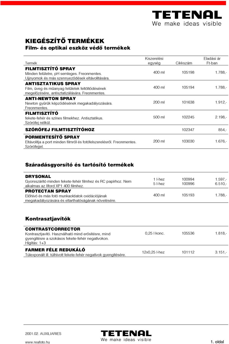 Antisztatikus. Szórófej nélkül. 105198 1.788,- 105194 1.788,- 200 ml 101638 1.912,- 500 ml 102245 2.