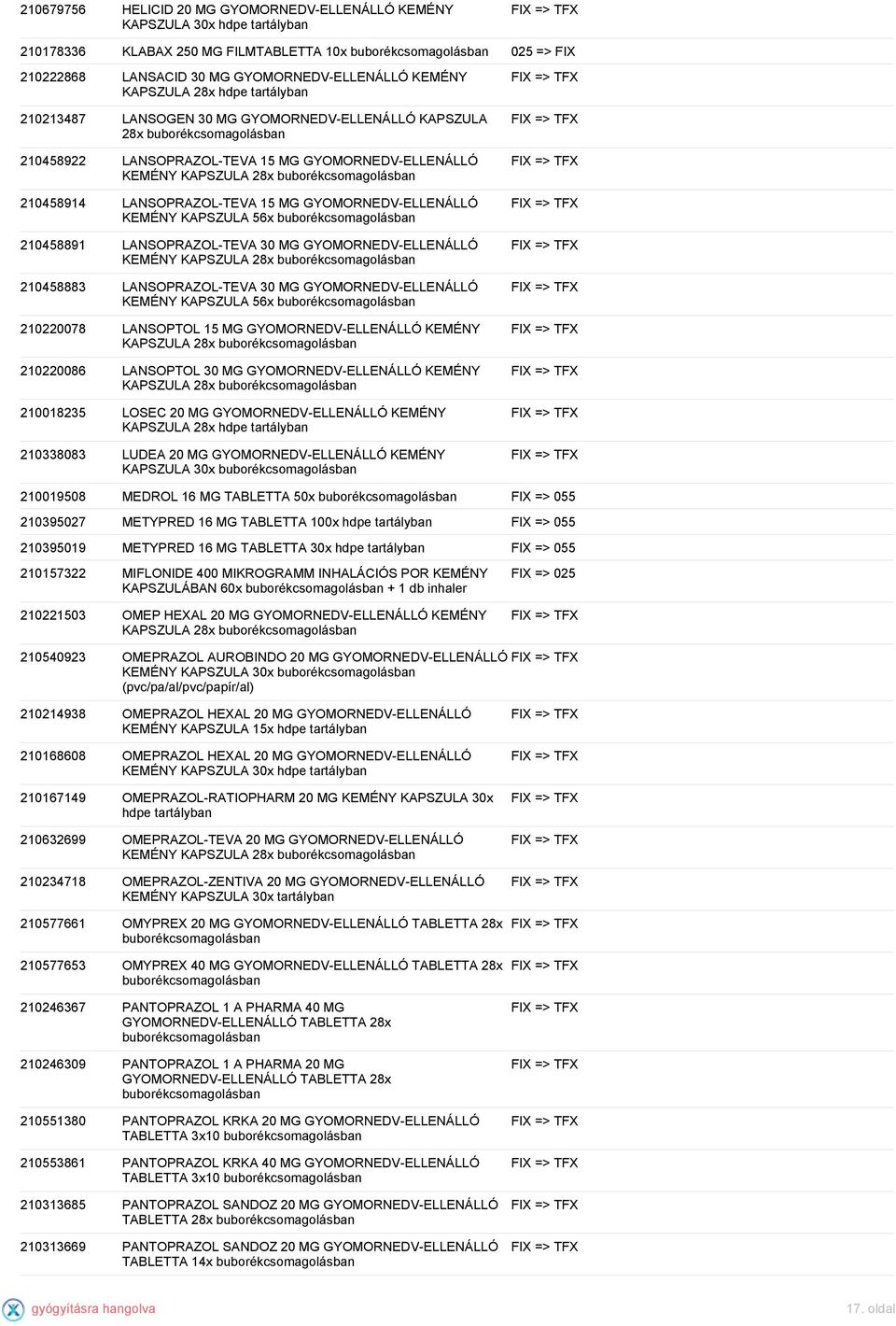 GYOMORNEDV-ELLENÁLLÓ KEMÉNY KAPSZULA 56x 210458891 LANSOPRAZOL-TEVA 30 MG GYOMORNEDV-ELLENÁLLÓ KEMÉNY KAPSZULA 28x 210458883 LANSOPRAZOL-TEVA 30 MG GYOMORNEDV-ELLENÁLLÓ KEMÉNY KAPSZULA 56x 210220078