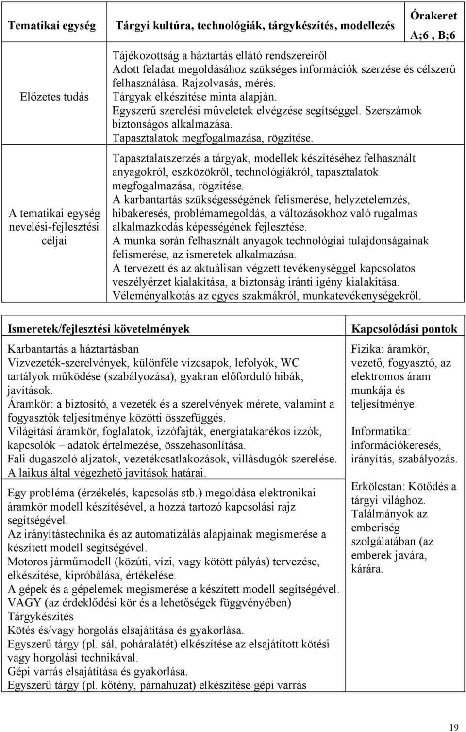 Szerszámok biztonságos alkalmazása. Tapasztalatok megfogalmazása, rögzítése.