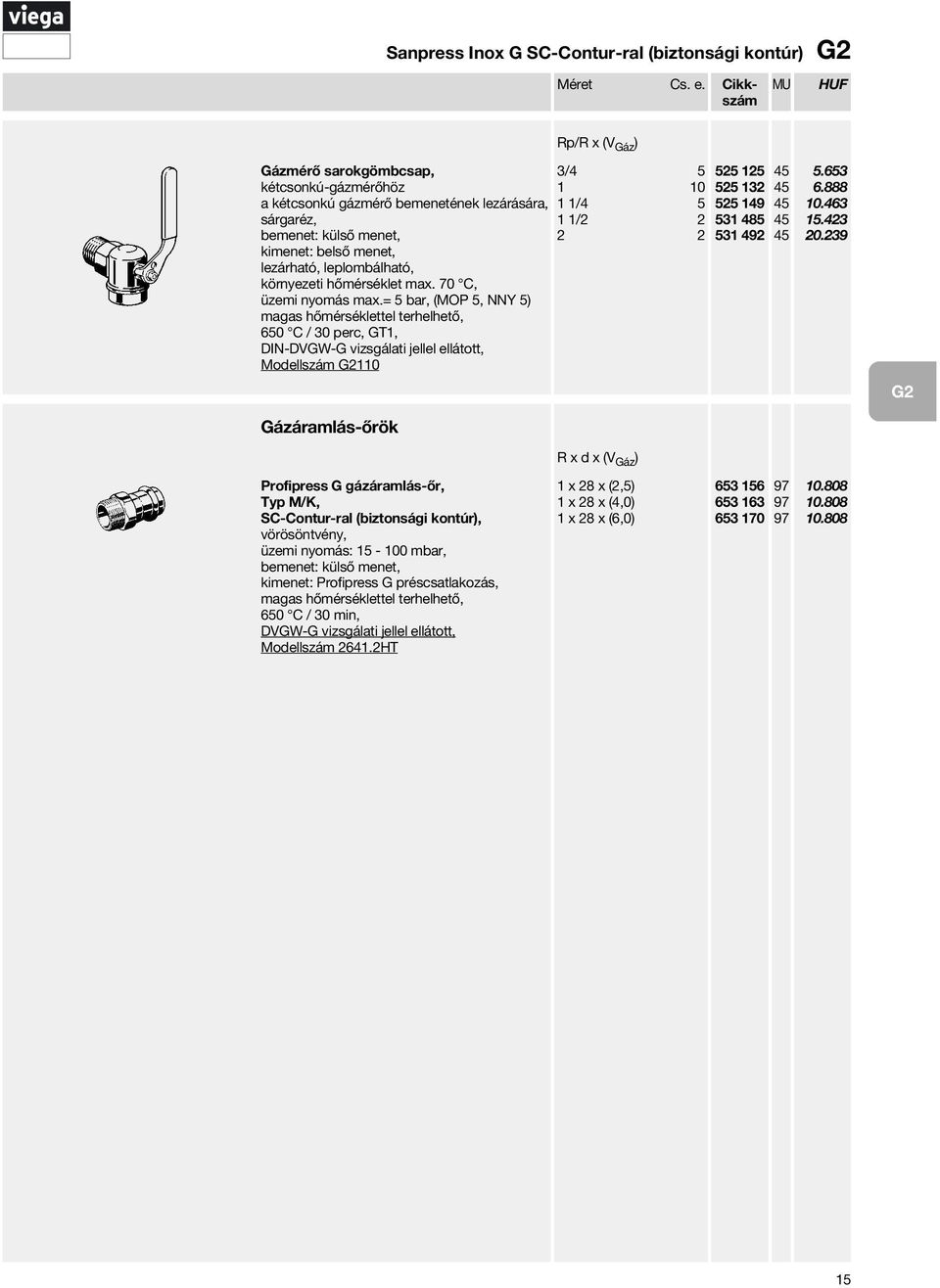 nyomás max.= 5 bar, (MOP 5, NNY 5) Moellszám 110 Rp/R x (V Gáz ) 3/4 5 1 10 1 1/4 5 1 1/2 2 2 2 525 125 525 132 525 149 531 485 531 492 5.653 6.888 10.463 15.423 20.