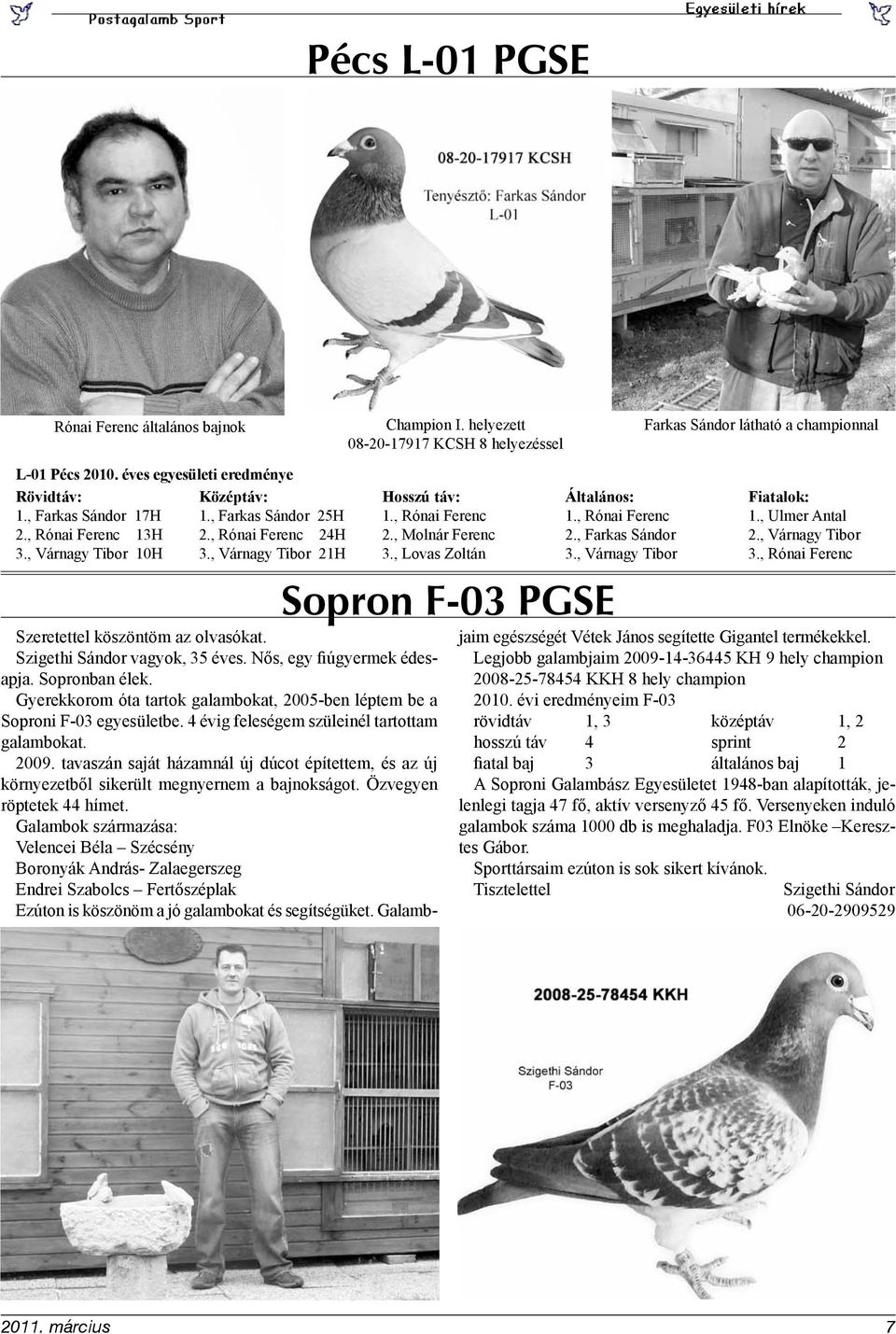 , Rónai Ferenc 2., Farkas Sándor 3., Várnagy Tibor Farkas Sándor látható a championnal Szeretettel köszöntöm az olvasókat. Szigethi Sándor vagyok, 35 éves. Nős, egy fiúgyermek édesapja.