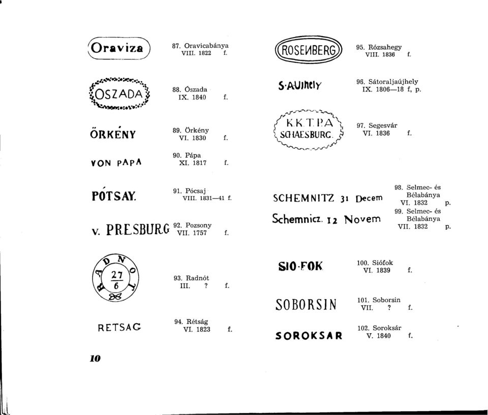 1831--41 f. 92. Pozsony VII. 1757 f. 98. Selm ec- és S C H E M N I T Z 31 riorpttl L>CCe B élabánya VI. 1832 p _, 99. Selm ec- és S c h e m n i c i. 12 N o v e m B élabánya VII.