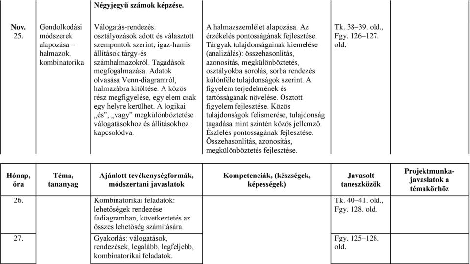 A logiki és, vgy megkülönböztetése válogtásokhoz és állításokhoz kpcsolódv. A hlmzszemlélet lpozás. Az érzékelés pontosságánk fejlesztése.