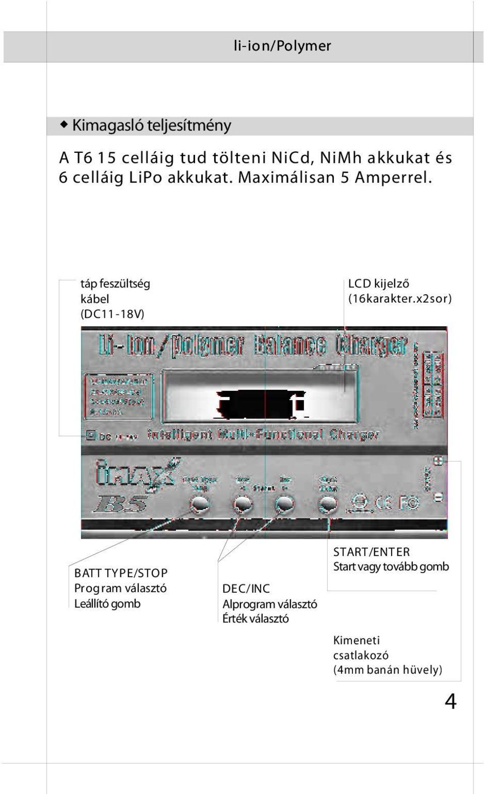 táp feszültség kábel (DC11-18V) LCD kijelző (16karakter.