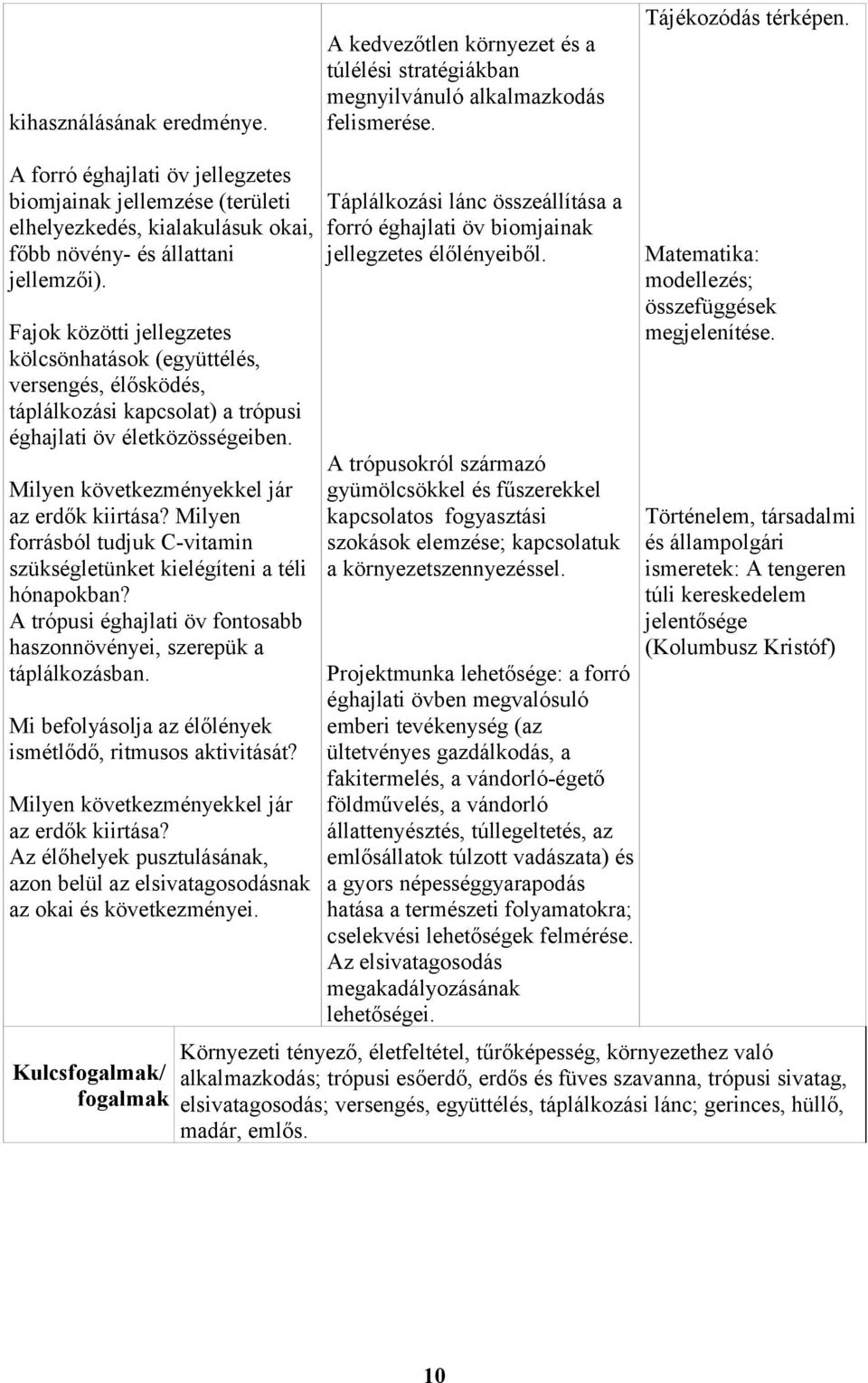 Fajok közötti jellegzetes kölcsönhatások (együttélés, versengés, élősködés, táplálkozási kapcsolat) a trópusi éghajlati öv életközösségeiben. Milyen következményekkel jár az erdők kiirtása?