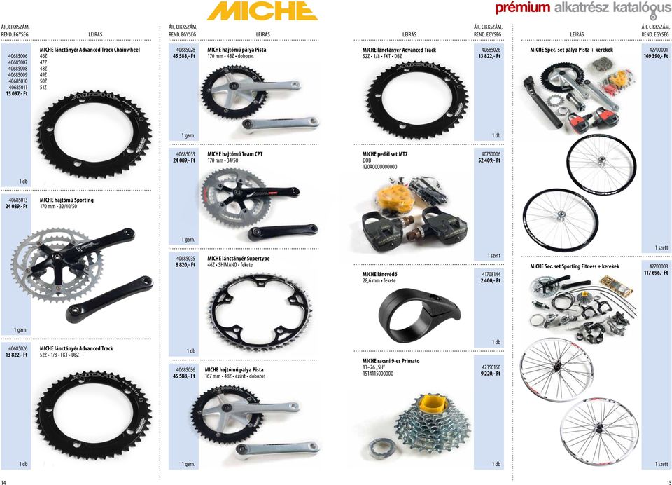 set pálya Pista + kerekek 42700001 169 390,- Ft 40685033 24 089,- Ft MICHE hajtómű Team CPT 170 mm 34/50 MICHE pedál set MT7 DOB 120A0000000000 40750006 52 409,- Ft 40685013 24 089,- Ft MICHE hajtómű