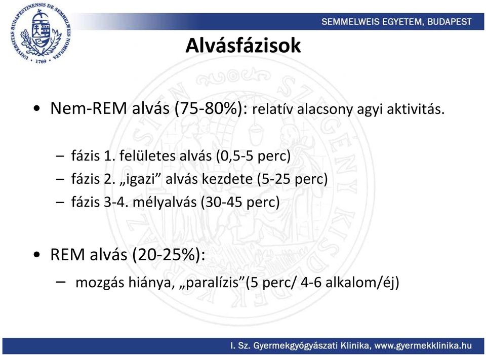 igazi alvás kezdete (5-25 perc) fázis 3-4.