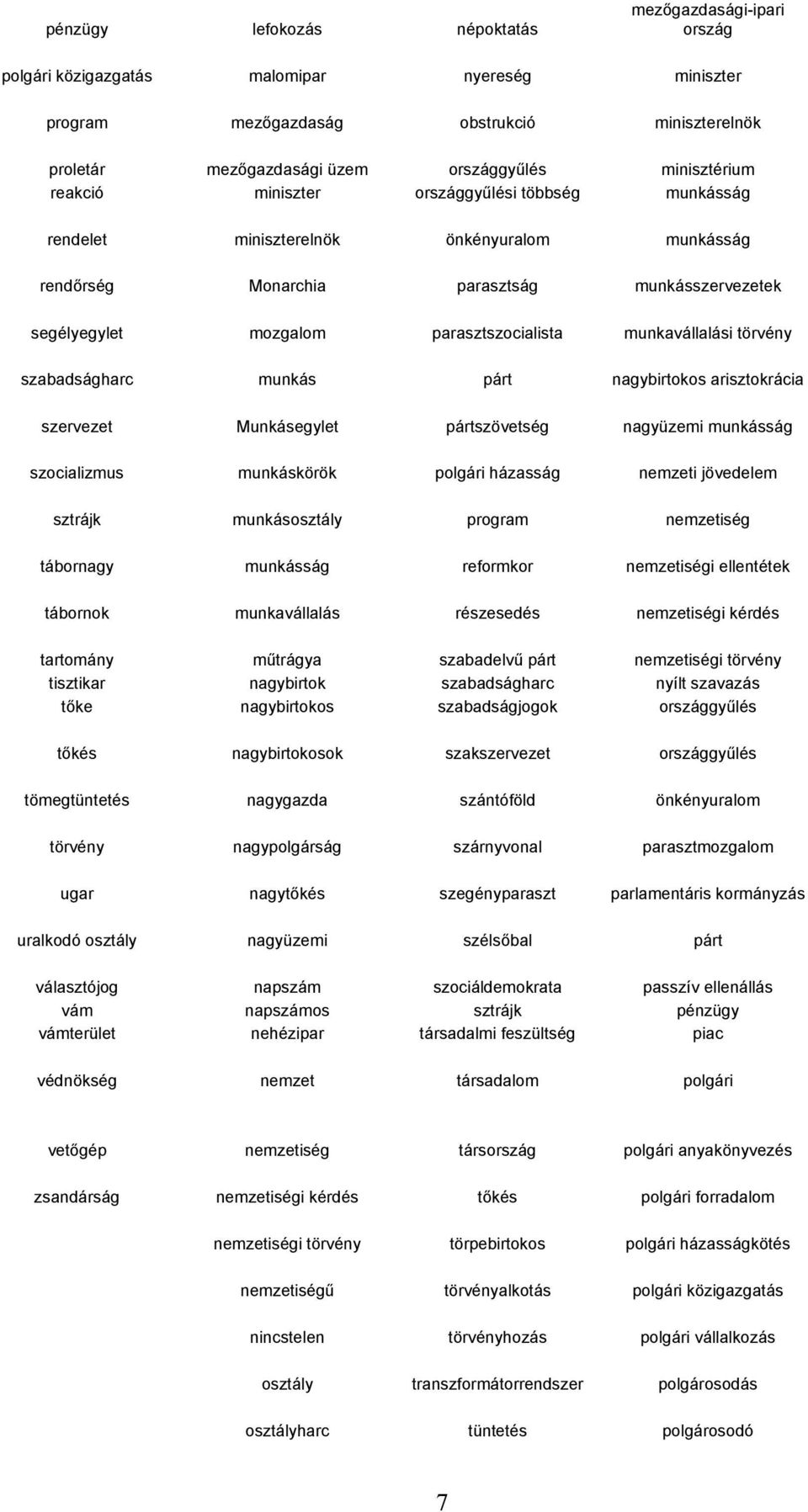 munkavállalási törvény szabadságharc munkás párt nagybirtokos arisztokrácia szervezet Munkásegylet pártszövetség nagyüzemi munkásság szocializmus munkáskörök polgári házasság nemzeti jövedelem
