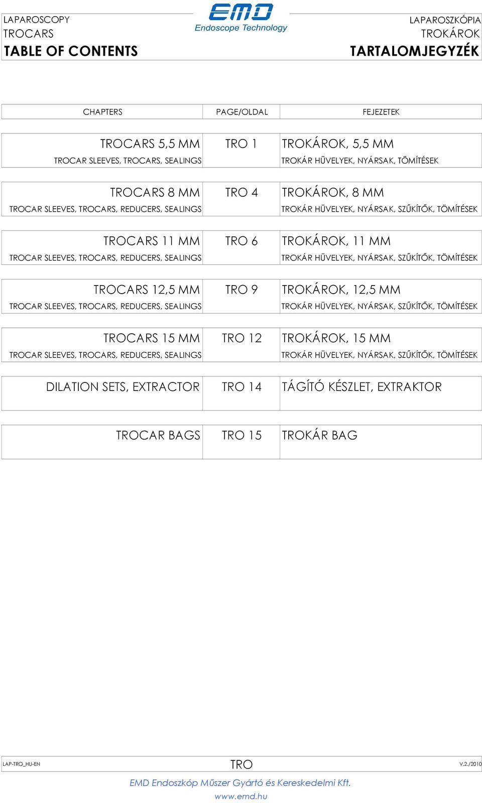 HÜVELYEK, NYÁRSAK, SZŰKÍTŐK, TÖMÍTÉSEK 12,5 MM TRO 9, 12,5 MM TROCAR SLEEVES,, REDUCERS, SEALINGS TROKÁR HÜVELYEK, NYÁRSAK, SZŰKÍTŐK, TÖMÍTÉSEK 15 MM TRO 12, 15