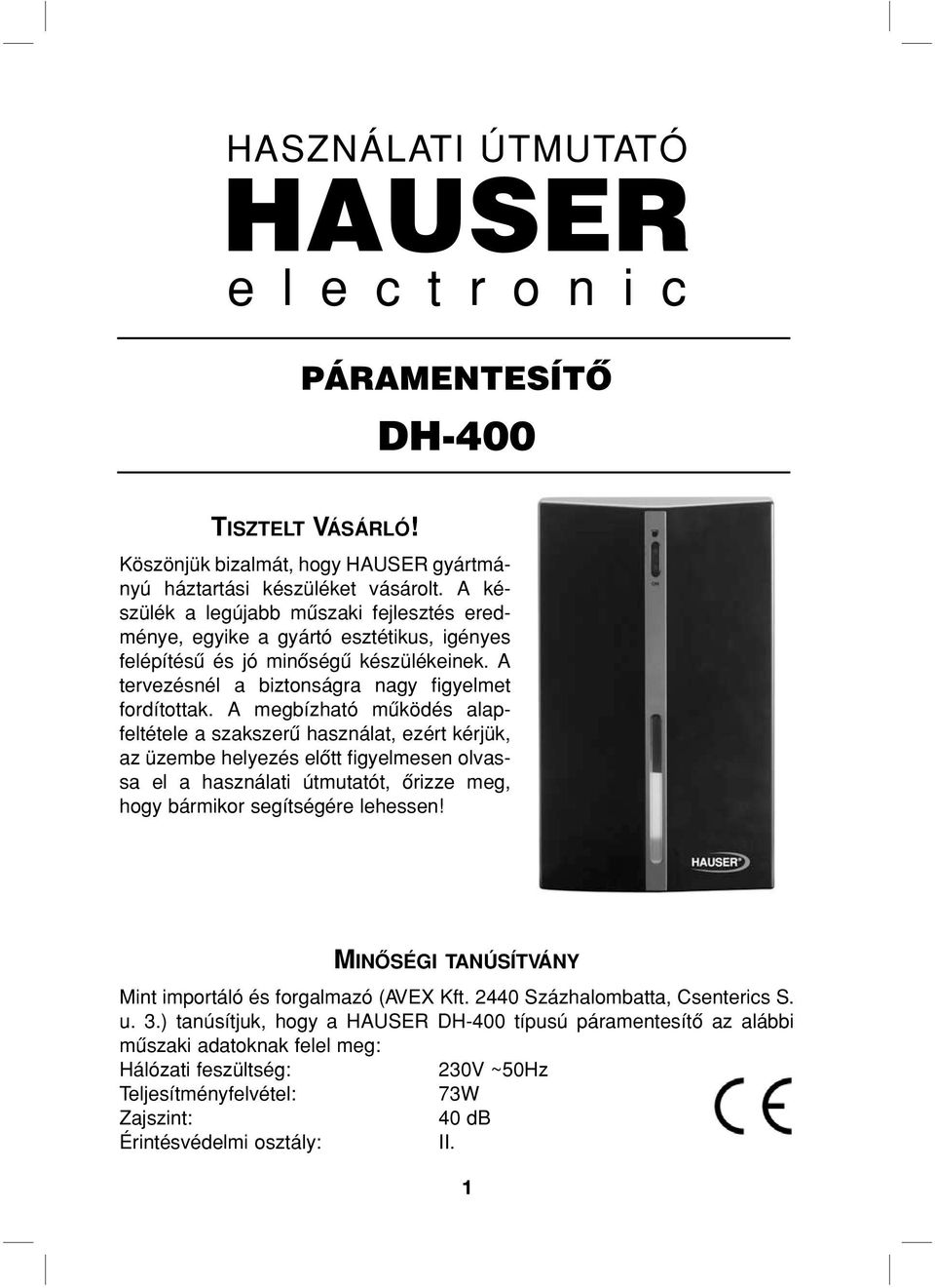 HASZNÁLATI ÚTMUTATÓ HAUSER PÁRAMENTESÍTÔ DH PDF Free Download