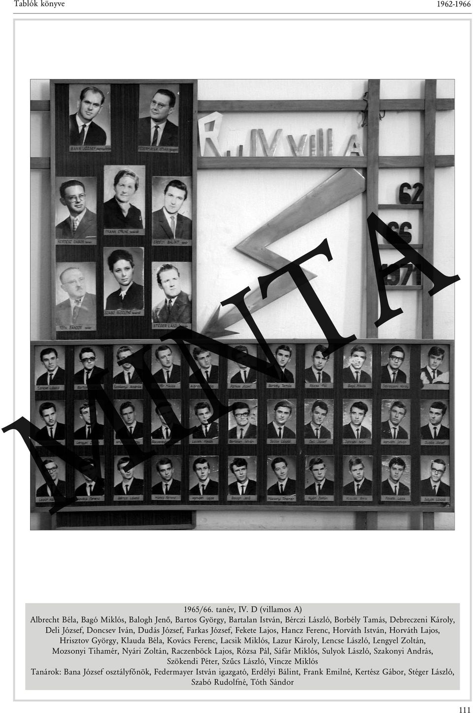 József, Farkas József, Fekete Lajos, Hancz Ferenc, Horváth István, Horváth Lajos, Hrisztov György, Klauda Béla, Kovács Ferenc, Lacsik Miklós, Lazur Károly, Lencse László,