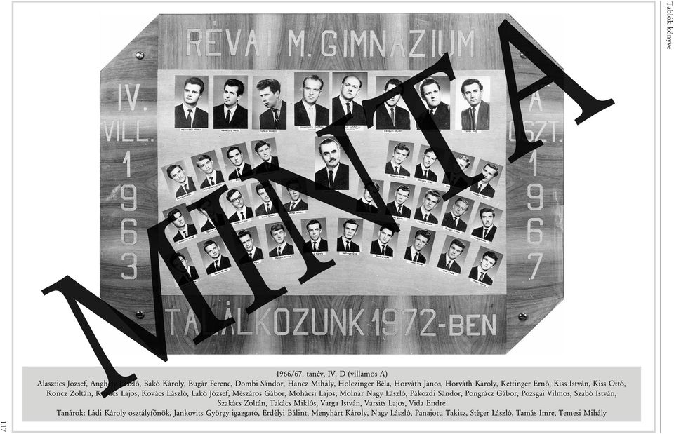 Kettinger Ernõ, Kiss István, Kiss Ottó, Koncz Zoltán, Kovács Lajos, Kovács László, Lakó József, Mészáros Gábor, Mohácsi Lajos, Molnár Nagy László, Pákozdi