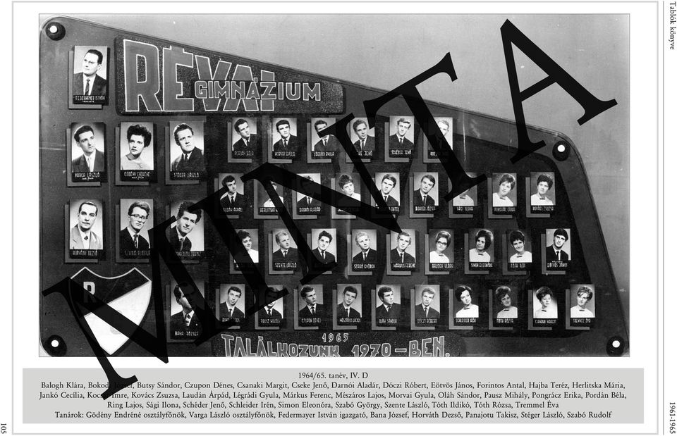 Mária, Jankó Cecília, Kocsár Imre, Kovács Zsuzsa, Laudán Árpád, Légrádi Gyula, Márkus Ferenc, Mészáros Lajos, Morvai Gyula, Oláh Sándor, Pausz Mihály, Pongrácz Erika, Pordán