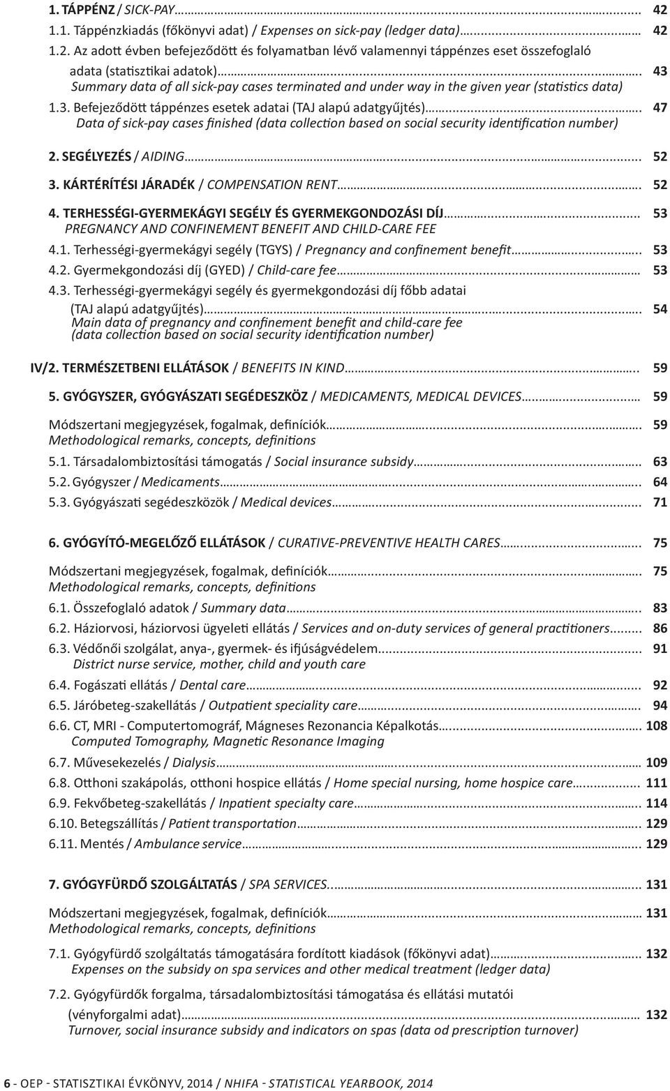 .... 47 Data of sick-pay cases finished (data collec on based on social security iden fica on number) 2. SEGÉLYEZÉS / AIDING...... 52 3. KÁRTÉRÍTÉSI JÁRADÉK / COMPENSATION RENT....... 52 4.