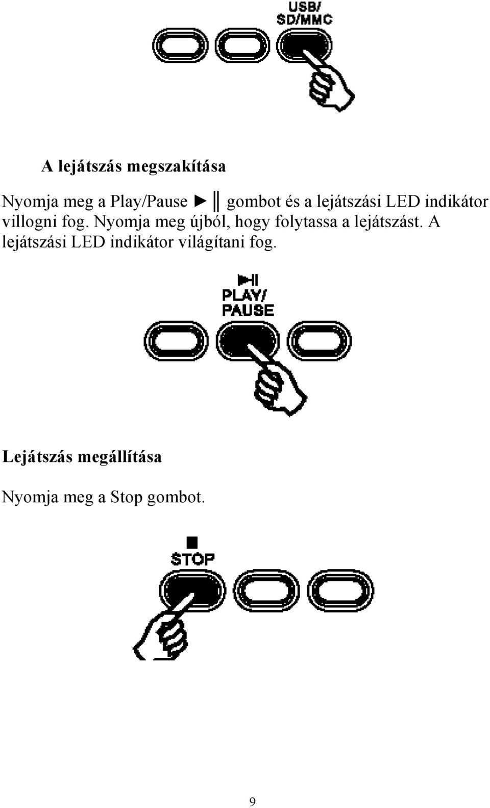 Nyomja meg újból, hogy folytassa a lejátszást.