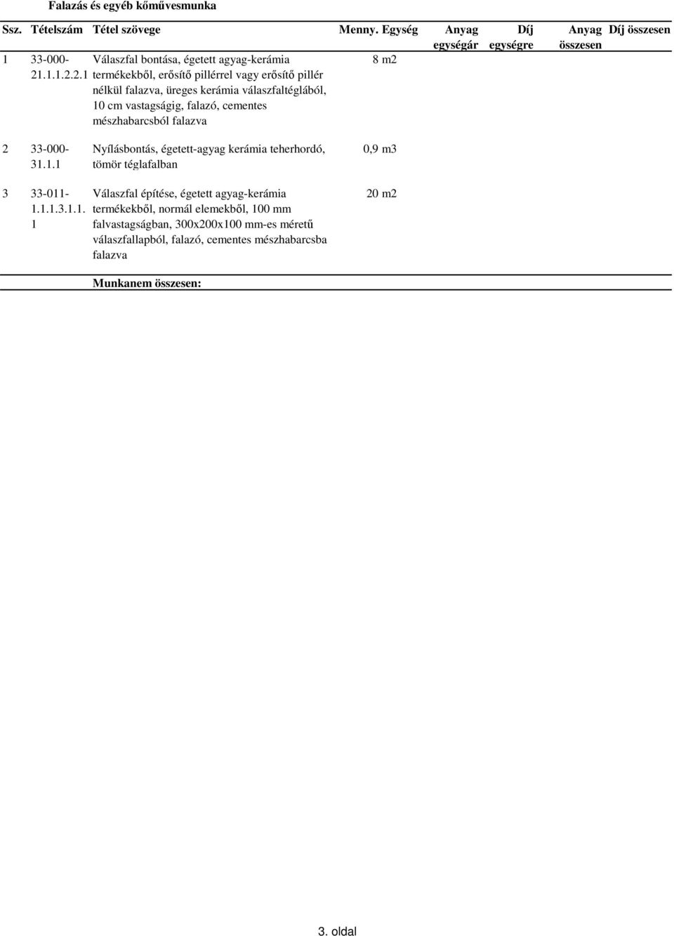 cementes mészhabarcsból falazva 2 33-000- 31.