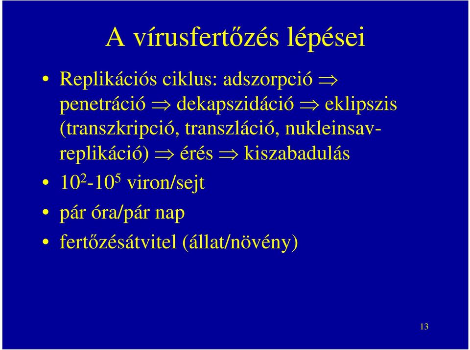 transzláció, nukleinsavreplikáció) érés kiszabadulás 10