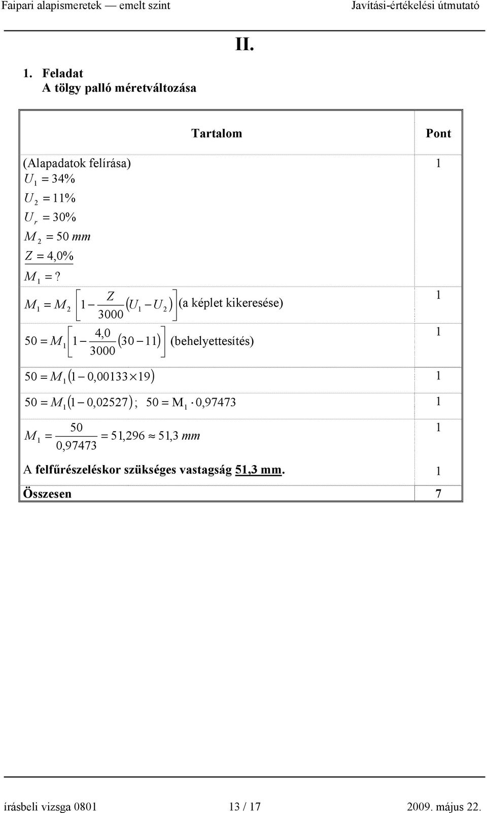 Z M ( ) (a képlet kikeresése) = M 2 U U 2 3000 4,0 50 = M ( 30 ) 3000 (behelyettesítés) ( 0,0033 9)