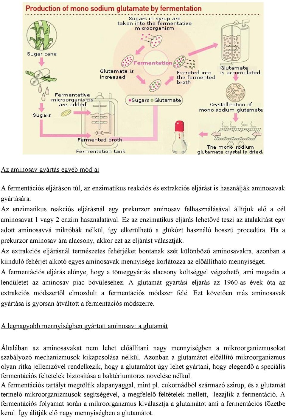 Ez az enzimatikus eljárás lehetővé teszi az átalakítást egy adott aminosavvá mikróbák nélkül, így elkerülhető a glükózt használó hosszú procedúra.