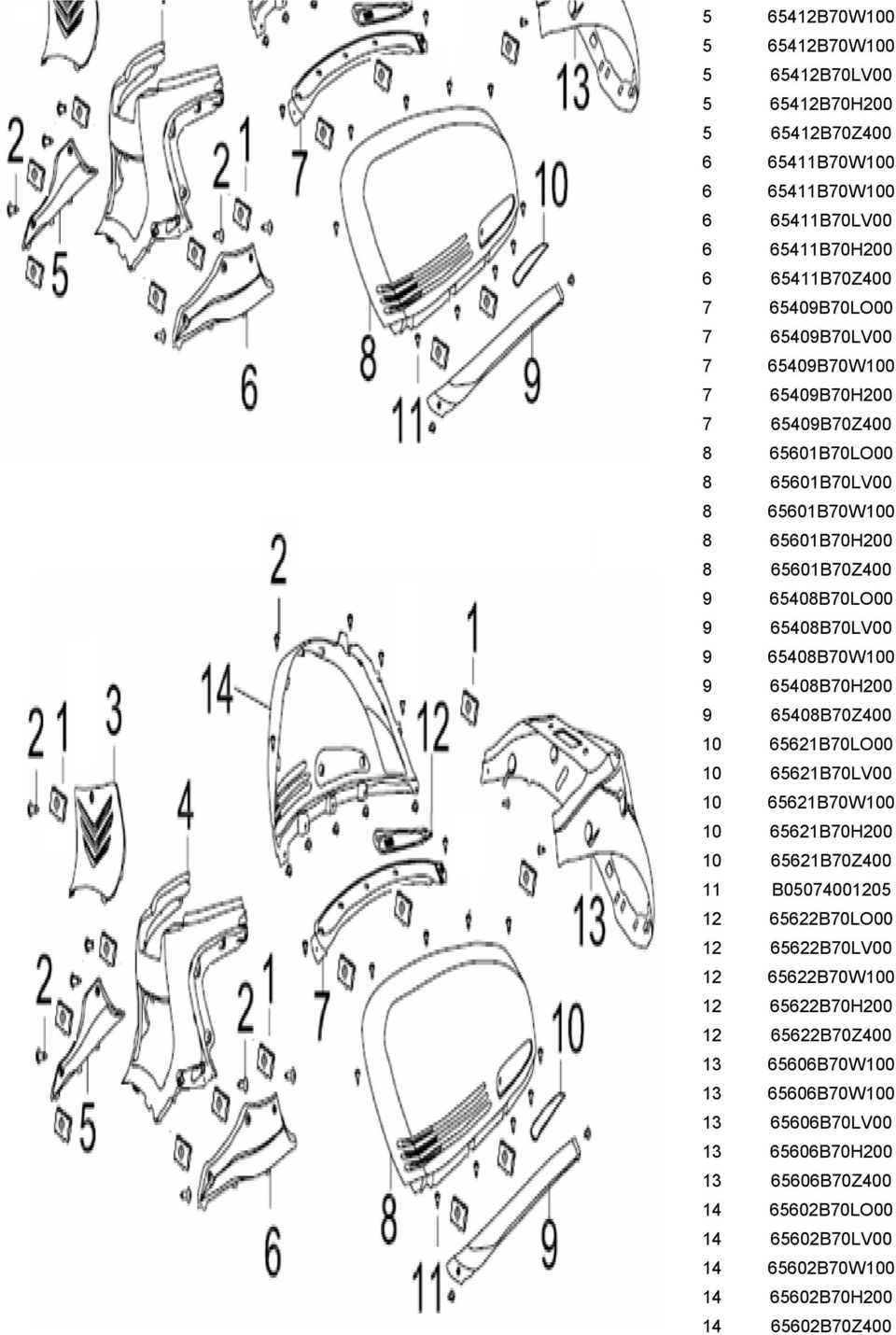 9 65408B70H200 9 65408B70Z400 10 65621B70LO00 10 65621B70LV00 10 65621B70W100 10 65621B70H200 10 65621B70Z400 11 B05074001205 12 65622B70LO00 12 65622B70LV00 12 65622B70W100 12