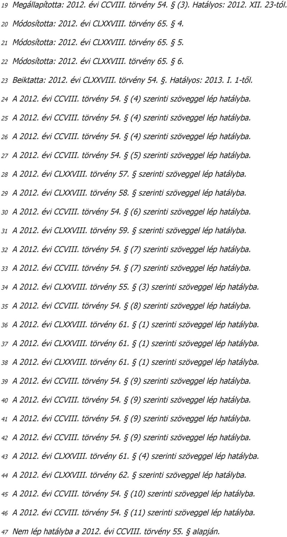 évi CCVIII. törvény 54. (4) szerinti szöveggel lép hatályba. 27 A 2012. évi CCVIII. törvény 54. (5) szerinti szöveggel lép hatályba. 28 A 2012. évi CLXXVIII. törvény 57.