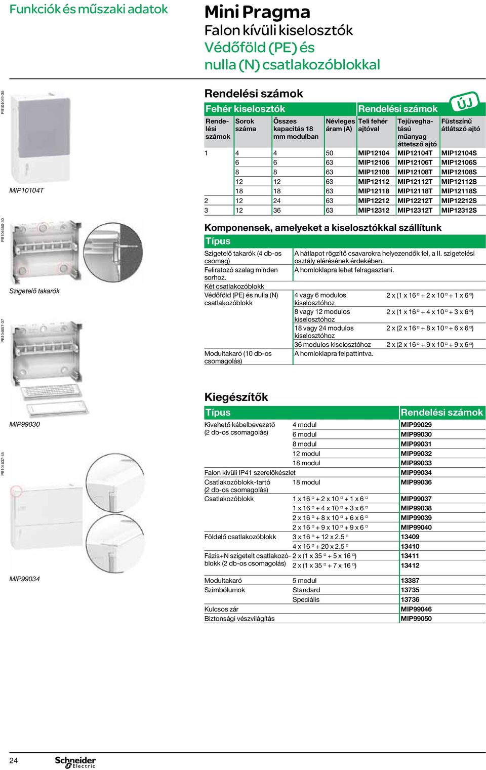 MIP12118 MIP12118T MIP12118S 2 12 24 63 MIP12212 MIP12212T MIP12212S 3 12 36 63 MIP12312 MIP12312T MIP12312S PB104650-30 PB104657-37 Szigetelő takarók Komponensek, amelyeket a kkal szállítunk Típus