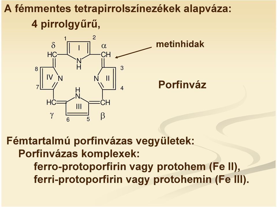 Fémtartalmú porfinvázas vegyületek: Porfinvázas komplexek: