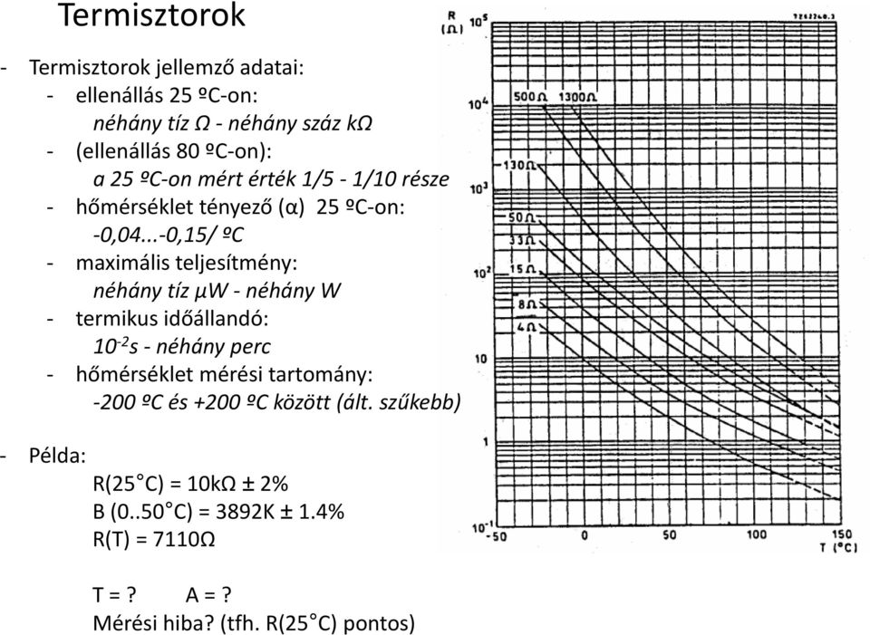 ..-0,15/ ºC - maximális teljesítmény: néhány tíz µw - néhány W - termikus időállandó: 10-2 s - néhány perc - hőmérséklet