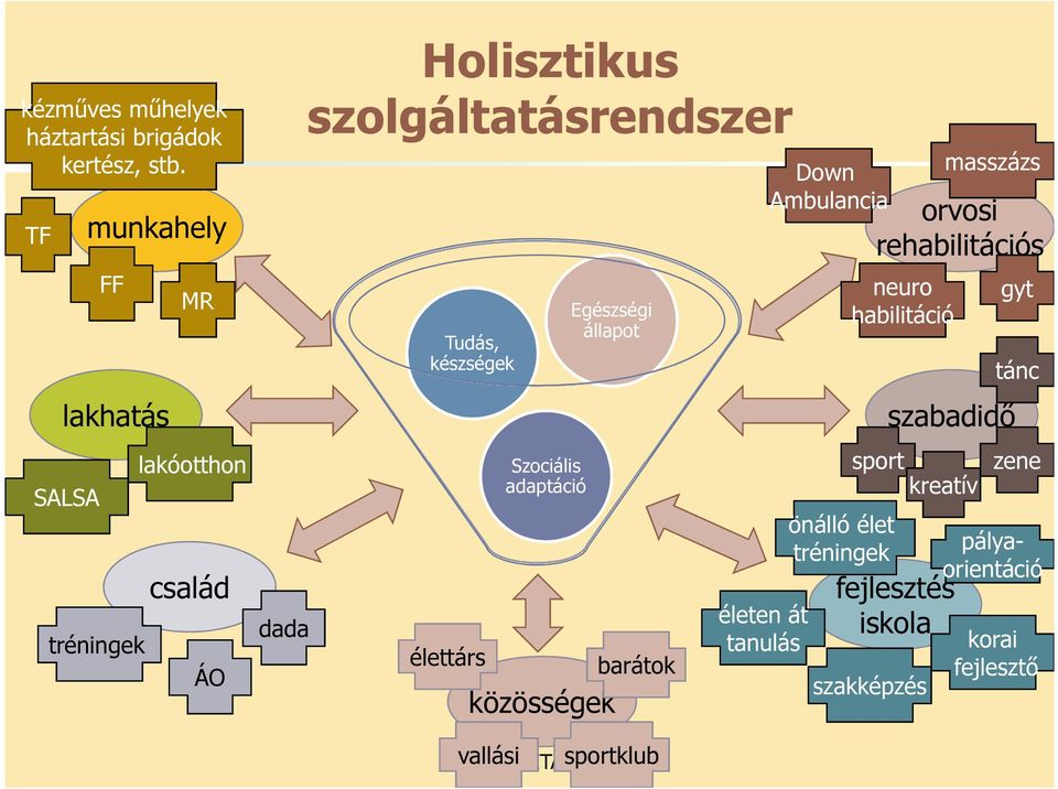 készségek élettárs Szociális adaptáció Egészségi állapot közösségek barátok életen át tanulás Down Ambulancia önálló