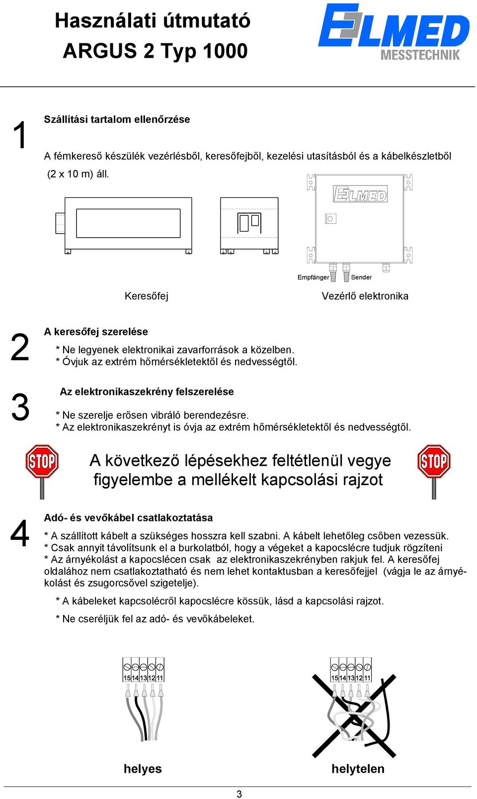 3 Az elektronikaszekrény felszerelése * Ne szerelje erősen vibráló berendezésre. * Az elektronikaszekrényt is óvja az extrém hőmérsékletektől és nedvességtől.