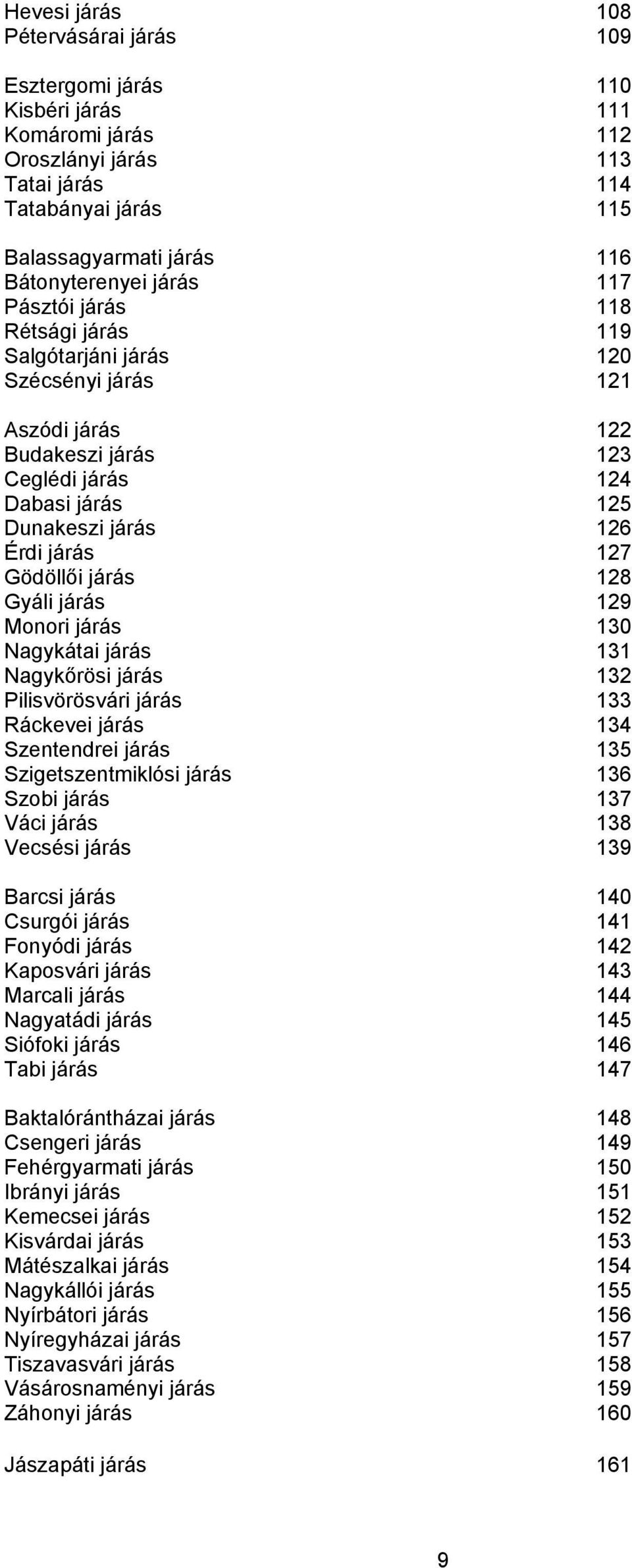 Gödöllői járás 128 Gyáli járás 129 Monori járás 130 Nagykátai járás 131 Nagykőrösi járás 132 Pilisvörösvári járás 133 Ráckevei járás 134 Szentendrei járás 135 Szigetszentmiklósi járás 136 Szobi járás