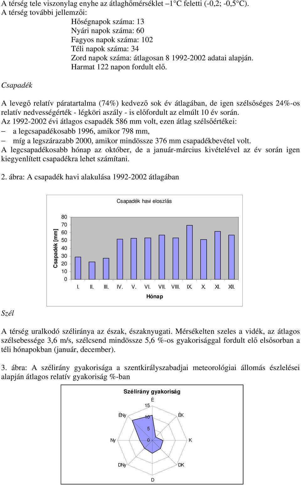 Csapadék A levegő relatív páratartalma (74%) kedvező sok év átlagában, de igen szélsőséges 24%-os relatív nedvességérték - légköri aszály - is előfordult az elmúlt 1 év során.