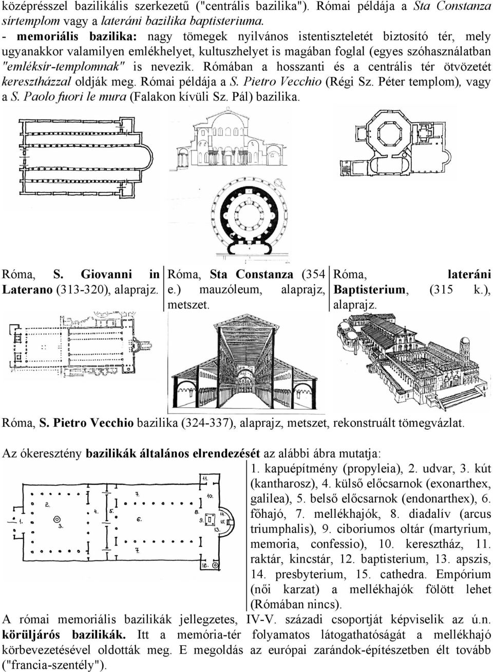 nevezik. Rómában a hosszanti és a centrális tér ötvözetét keresztházzal oldják meg. Római példája a S. Pietro Vecchio (Régi Sz. Péter templom), vagy a S. Paolo fuori le mura (Falakon kívüli Sz.