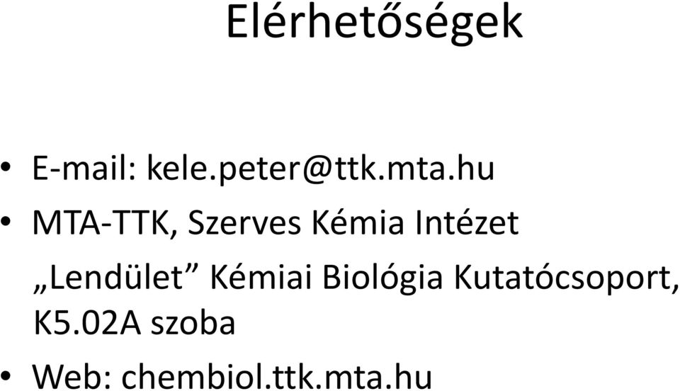 Lendület Kémiai Biológia